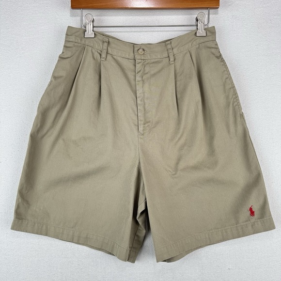 Ralph Lauren Pants - 80's Vtg Ralph Lauren Khaki 7" Shorts Women's 10 Pleated High Waist USA Union